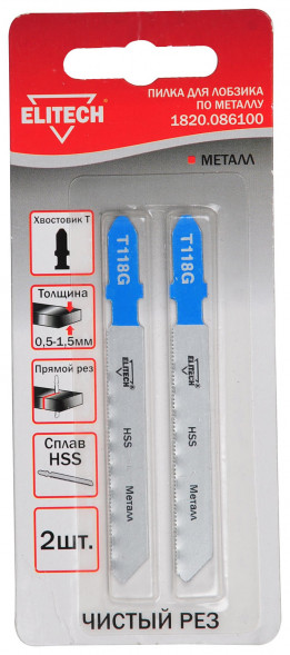 Полотно пильное T118AG, 2 шт Elitech 1820.086100