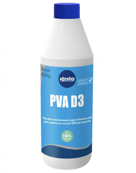 Водостойкий клей для дерева на основе ПВА дисперсии Kesto Pva D3, 0,5 кг