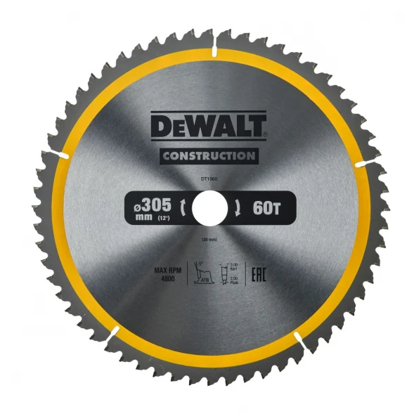Диск пильный по дереву DEWALT CONSTRUCTION DT1960, 305х30х2 мм