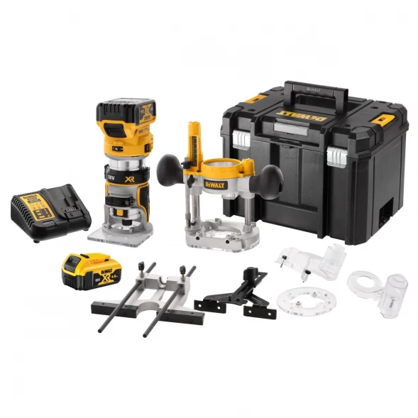  Вертикальный фрезер аккумуляторный DEWALT DCW604P2, 18 В, 25500 об/мин, 55 мм, с 2 АКБ 5 Ач и ЗУ, в кейсе TSTAK (DCW604P2-QW)