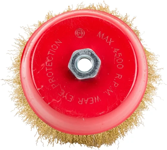 Щетка чашечная (150 мм; М14; латунированная волнистая 0.35 мм) для УШМ Elitech 1820.074200