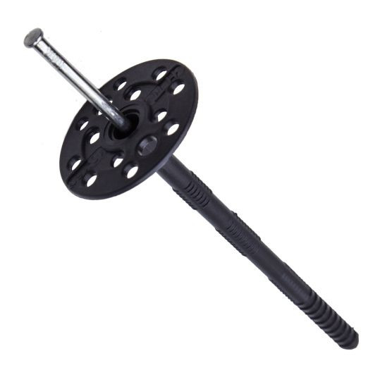 Дюбель для теплоизоляции Tech-Krep IZM EcoPlast с металлическим гвоздем, черный, 10х200