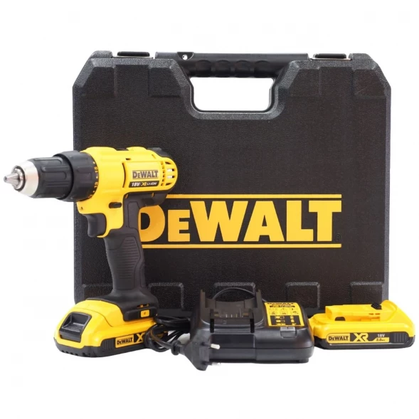 Дрель-шуруповерт аккумуляторная DEWALT DCD771D2, 18 В, 1500 об/мин, с 2 АКБ 2 Ач и ЗУ, в кейсе
