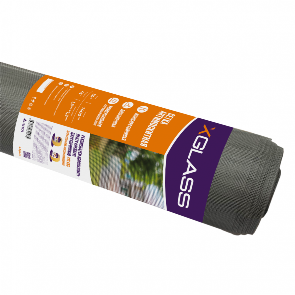 Сетка антимоскитная PP+PE серая X-Glass 1,4*30 м. (42м2)