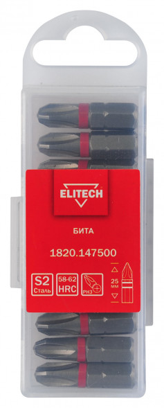 Бита PH3, 25 мм, 10 шт Elitech 1820.147500