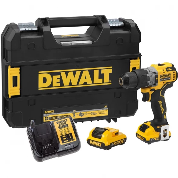 Дрель-шуруповерт ударная DEWALT DCD706D2, 12 В, 1500 об/мин, 25500 уд/мин, с 2 АКБ 2 Ач и ЗУ, в кейсе TSTAK 