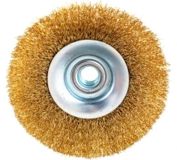 Щетка тарельчатая (115 мм; М14; латунированная волнистая 0.35 мм) для УШМ Elitech 1820.075200