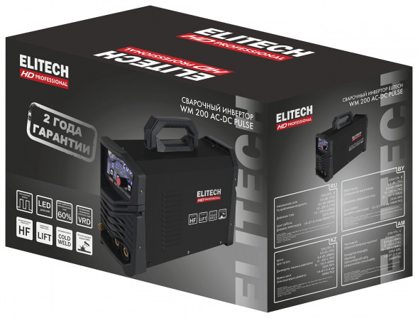 Инверторный сварочный аппарат Elitech HD WM 200 AC-DC Pulse