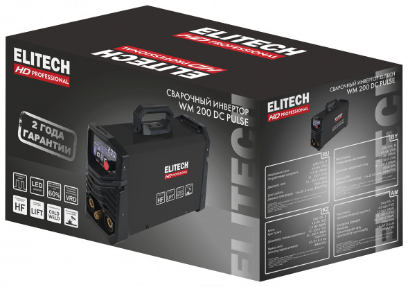 Инверторный сварочный аппарат Elitech HD WM 200 DC Pulse