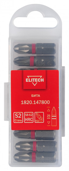Бита PZ3, 25 мм, 10 шт Elitech 1820.147800