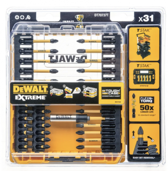 Набор бит и насадок FLEXTORQ 31 предмет DEWALT (DT70737T-QZ)