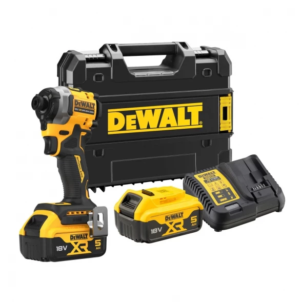  Шуруповерт аккумуляторный DEWALT DCF850P2T, 18 В, 206.2 Нм, 3800 уд/мин, с 2 АКБ 5 Ач и ЗУ, в кейсе TSTAK (DCF850P2T-QW)