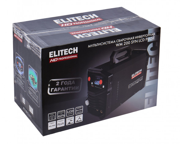 Инверторный сварочный аппарат Elitech HD WM 200 SYN LCD Pulse
