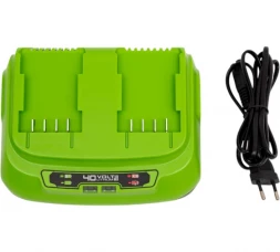 Быстрое зарядное устройство на 2 слота Greenworks G40UC8, 40V