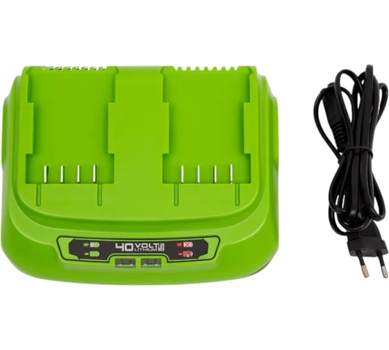 Быстрое зарядное устройство на 2 слота Greenworks G40UC8, 40V