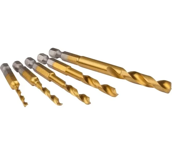 Набор ударных сверл по металлу HSS-TiN 1/4&amp;quot;, 5 шт Makita B-57308