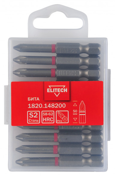 Бита PH1, 50 мм, 10 шт Elitech 1820.148200