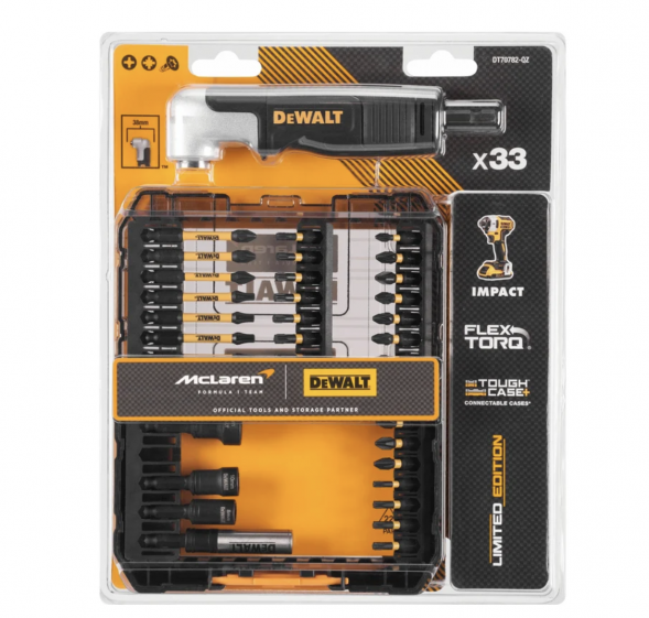 Набор бит и торцевых головок DEWALT McLaren Limited Edition DT70782, с торсионным адаптером, 33 шт., в кейсе (DT70782-QZ)