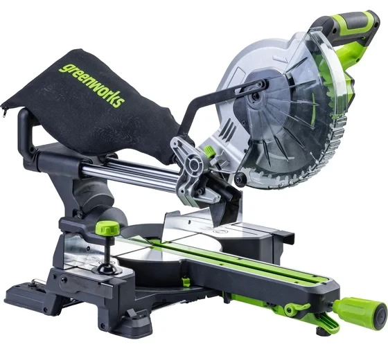 Пила торцовочная 216x30 мм с протяжкой аккумуляторная Greenworks 24V GD24MS216, бесщеточная, без АКБ и ЗУ