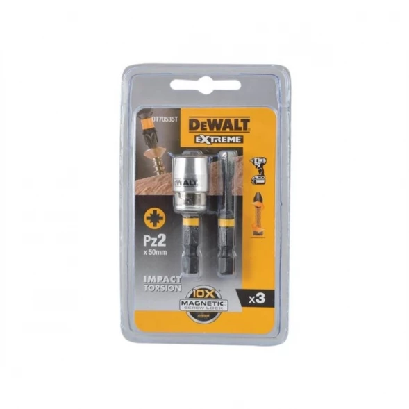 Биты DEWALT DT70535T, FLEXTORQ PZ2 50 мм, c магнитным держателем MAGNETIC SCREW LOCK