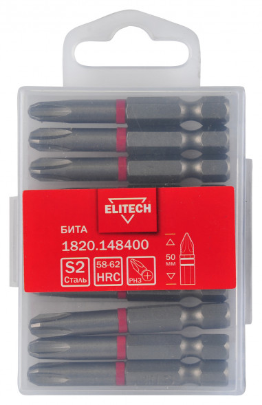 Бита PH3, 50 мм, 10 шт Elitech 1820.148400