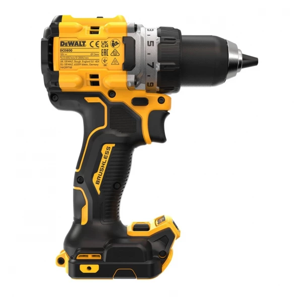  Дрель-шуруповерт аккумуляторная DEWALT DCD800H2T, 18 В, 2000 об/мин, с 2 АКБ 5 Ач и ЗУ, в кейсе TSTAK (DCD800H2T-QW)