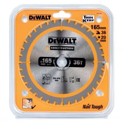 Диск пильный по дереву DEWALT CONSTRUCTION DT1950, 165х20х1 мм 