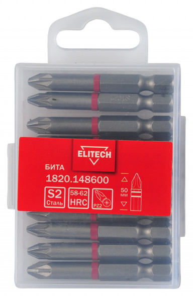 Бита PZ2, 50 мм, 10 шт Elitech 1820.148600