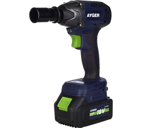  Гайковерт аккумуляторный бесщеточный AYGER APW18BL4 с одним аккумулятором 4 Ah 
