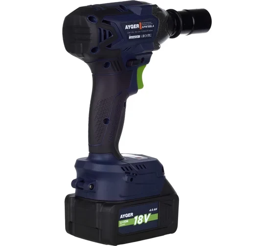  Гайковерт аккумуляторный бесщеточный AYGER APW18BL4 с одним аккумулятором 4 Ah 