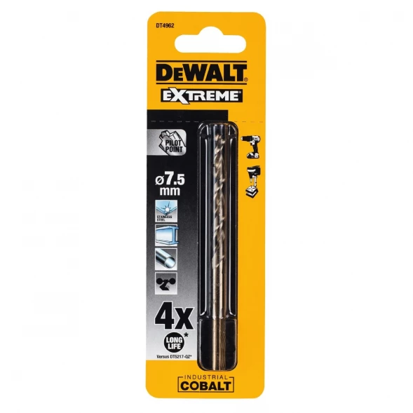 Сверло по металлу DEWALT DT4962, COBALT 5%, 7.5x109x66 мм (DT4962-QZ)