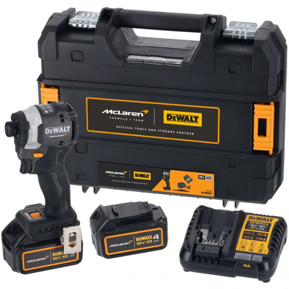 Шуруповерт DEWALT McLaren Limited Edition DCF85MM2T, 18 В, 205 Нм, 3800 уд/мин, с 2 АКБ 4 Ач и ЗУ, в кейсе TSTAK (DCF85MM2T-QW)