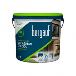 Краска фасадная Bergauf MINERAL TECHNO, водно-дисперсионная акриловая, база А, ЛЕТО/ЗИМА, 18 л 