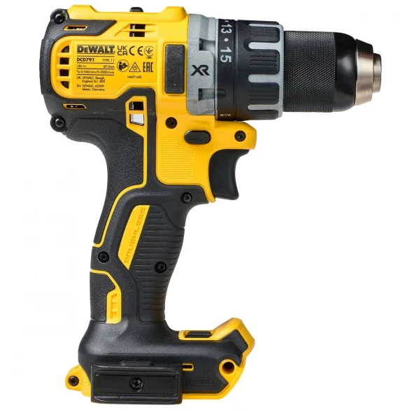  Дрель-шуруповерт аккумуляторная DEWALT DCD791NT, 18 В, 2000 об/мин, без АКБ и ЗУ, в кейсе TSTAK (DCD791NT-XJ)