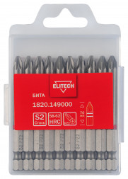 Бита PZ2, 70 мм, 10 шт Elitech 1820.149000