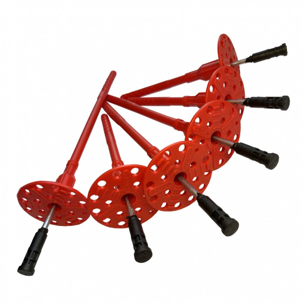 Дюбель для теплоизоляции FasadPro тарельчатый со стальным гвоздем и термоголовкой, 10 мм х 220 мм