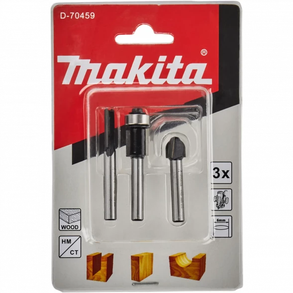 Набор фрез 3 шт. хвостовик 6 мм Makita D-70459