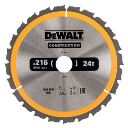 Диск пильный по дереву DEWALT CONSTRUCTION DT1952, 216х30х1.7 мм 