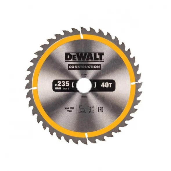 Диск пильный по дереву DEWALT CONSTRUCTION DT1955, 235х30х1.7 мм