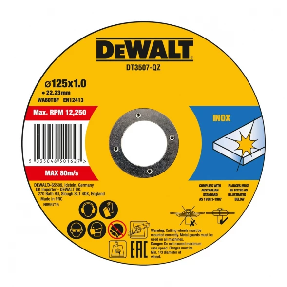 Диск отрезной DEWALT DT3507, 125x1 по металлу, 10 шт.