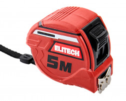 Рулетка Elitech 310302, 5 м, 25 мм, магнитный зацеп, автостоп, утолщенное полотно