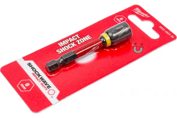 Насадка магнитная торцевая Milwaukee SHOCKWAVE c хвостовиком 1/4&amp;quot; Hex, 8x65 мм 