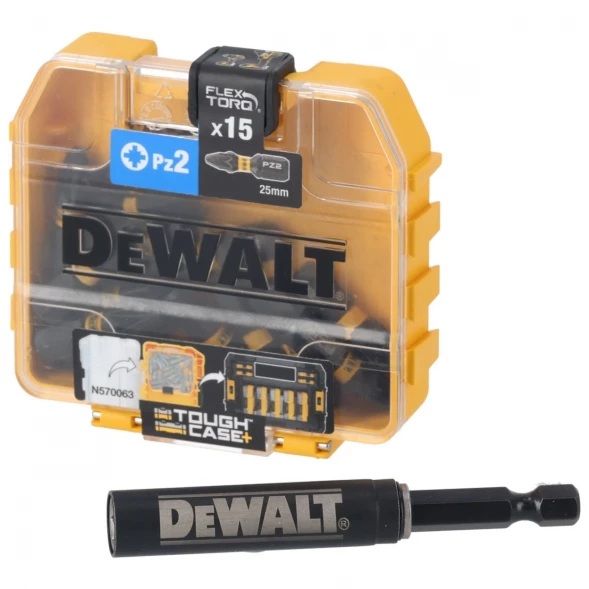 Набор бит DEWALT PZ2, 25 мм HEX, 15 шт. DT70618T