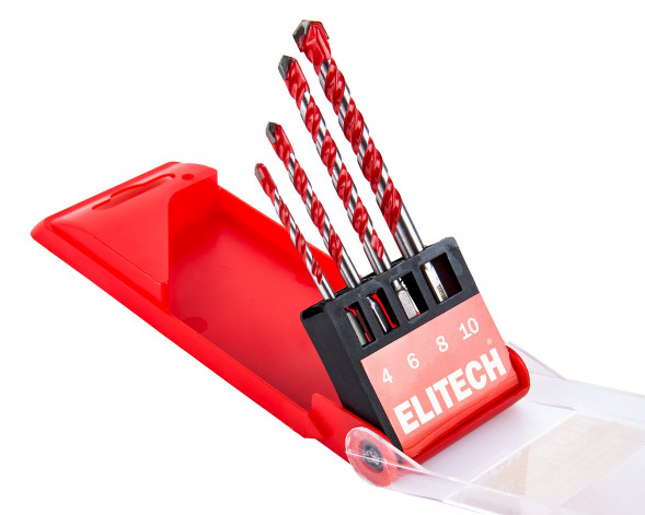 Набор сверл универсальных Multi Construction 4, 6, 8, 10 мм Elitech 1820.172000