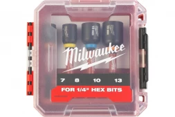Насадки магнитные торцевые Milwaukee SHOCKWAVE 1/4&amp;quot;HEX, набор 4 шт, 7/8/10/13 мм GEN II 