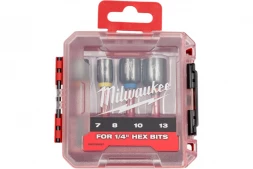 Насадки магнитные торцевые Milwaukee SHOCKWAVE 1/4&amp;quot;HEX, набор 4 шт, 7/8/10/13 мм GEN II 