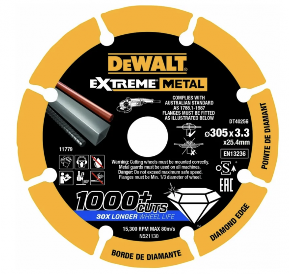 Алмазный диск отрезной по металлу DEWALT 305x25.4 мм DT40256 (DT40256-QZ)
