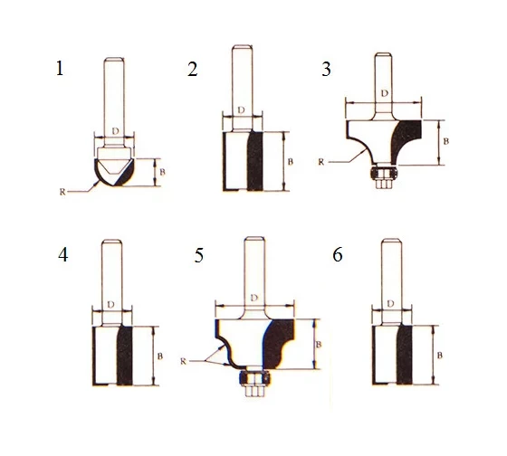 Набор фрез (6 шт.; хвостовик 8 мм) Makita D-53540