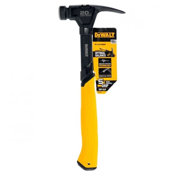 Молоток одноэлементный с прямым заострённым гвоздодёром DEWALT DWHT51004-0, 567 г.