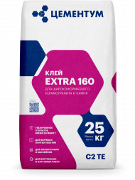  Клей для керамогранита и камня Цементум, EXTRA 160 (С2 TE), 25 кг